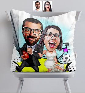 BK Gift Kişiye Özel Sevgililer Karikatürlü  Yastık  15