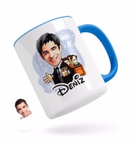 BK Gift Kişiye Özel Erkek Avukat Karikatürlü Mavi Kupa Bardak-2