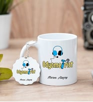 Odyometrist Beyaz Kupa Bardak Ve Anahtarlık Set