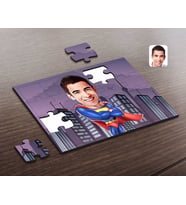 BK Gift Kişiye Özel Süper Adam Karikatürlü Ahşap Puzzle-1