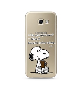 Snoopy Tasarımlı Süper Şeffaf Silikon Telefon Kılıfı Samsung A5 (2017)