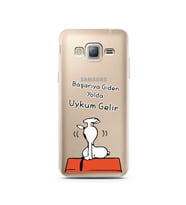 Snoopy Tasarımlı Süper Şeffaf Silikon Telefon Kılıfı Samsung J3 (2016)