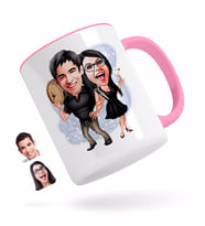 BK Gift Kişiye Özel Sevgililer Karikatürlü Pembe Kupa Bardak-18