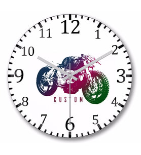 Moto Custom Motorsiklet Duvar Saati Bombeli Gercek Cam