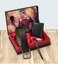 Kişiye Özel Fotoğraflı Cüzdan Kemer Bileklik Kalem ve Çakmak Set