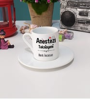 Anestezi Teknisyeni Tasarımlı Kişiye Özel Hediye Anestezi Teknisyeni Türk Kahvesi Fincanı