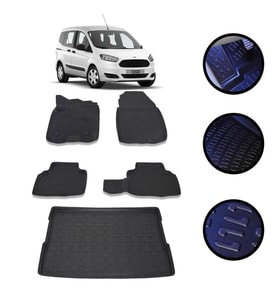 Ford Courier 2014-2022 Arası 4D Havuzlu Oto Paspas Ve Bagaj Set