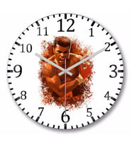 Muhammed Ali Boks Duvar Saati Bombeli Gercek Cam