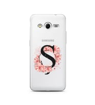 Pembe Çiçekli Harf Tasarım Süper Şeffaf Silikon Telefon Kılıfı Samsung Core 2 Ş-