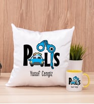 Polis Kare Yastık ve Sarı Kupa Bardak