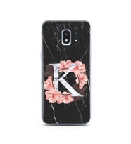 Mermer Çiçekli Harf Tasarım Süper Şeffaf Silikon Telefon Kılıfı Samsung J2 Pro (
