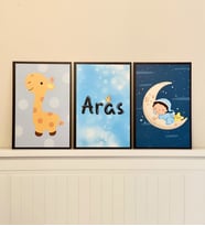 Kişiye Özel Çocuk Odası Duvar Panosu 3'lü Set