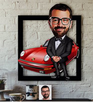 BK Gift Kişiye Özel Bay Patron Karikatürlü 3D Ahşap Tablo-1