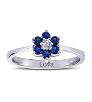 Lova Pırlantalı Safir Papatya Yüzük - 1020246
