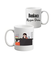 Bayan Bankacıya Hediye İsim Baskılı Kişiye Özel Kupa Bardak