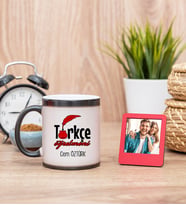 Türkçe Öğretmeni Sihirli  Kupa Bardak ve Kırmızı Mini Çerçeve