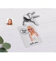 BK Gift Kişiye Özel Kadın Kolay Yetişmiyor Karikatürlü Şeffaf Pleksi Anahtarlık-4 (Beyaz)
