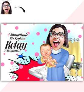 BK Gift Kişiye Özel Bayan Ebe Karikatür Baskılı Yaş Pasta İçin Yenilebilir Şekerli Kağıt  1(Sadece Kağıt)