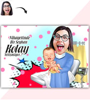 BK Gift Kişiye Özel Bayan Ebe Karikatür Baskılı Yaş Pasta İçin Yenilebilir Şekerli Kağıt  1(Sadece Kağıt)