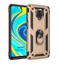 Microsonic Xiaomi Redmi Note 9 Pro Max Kılıf Military Ring Holder Gold