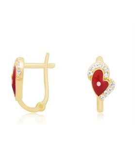 Diamond Line-Gülaylar Altın 14 Ayar Kalp Küpe Çocuk