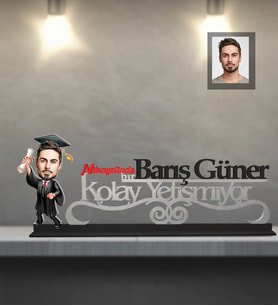 Kişiye Özel Mezuniyet Karikatürlü Kolay Yetişmiyor Ahşap Biblo Bay-3
