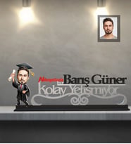 Kişiye Özel Mezuniyet Karikatürlü Kolay Yetişmiyor Ahşap Biblo Bay-3