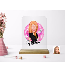 BK Gift Kişiye Özel Kadın Güzellik Uzmanı Karikatürlü Ahşap Standlı Çerçeve-3 (Beyaz)