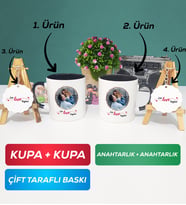 İkili Siyah Siyah Sevgiliye Sevgililer Günü Hediyesi 11 Kupa Bardak Anahtarlık