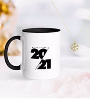 BK Gift Kişiye Özel 2024 Mutlu Yıllar Siyah Kupa ve Kar Tanesi Kolye-9 (Model 1)