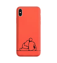Iphone X Çizgi Tasarımlı Turuncu Lansman Telefon Kılıfı