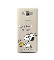 Snoopy Tasarımlı Süper Şeffaf Silikon Telefon Kılıfı Samsung A7 (2015)