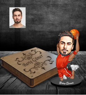 Kişiye Özel Basketbolcu Karikatürlü Ahşap Biblo Kutulu Bay-1