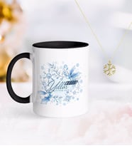 BK Gift Kişiye Özel Yılbaşı Mutlu Yıllar Siyah Kupa ve Kar Tanesi Kolye-12 (Model 1)
