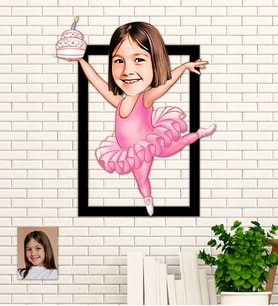 Kişiye Özel Balerin  Hediye Karikatür Ahşap Tablo
