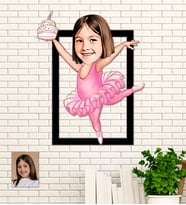 Kişiye Özel Balerin  Hediye Karikatür Ahşap Tablo