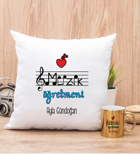Müzik Öğretmeni Yastık ve Gold Kupa Bardak