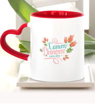 BK Gift Kişiye Özel Canım Annem Kırmızı Kalpli Kupa Bardak  13