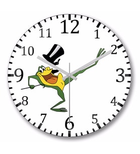 Looney Tunes Magician  Frog Duvar Saati Bombeli Gercek Cam