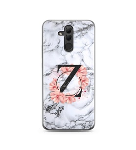 Mermer Çiçekli Harf Tasarım Süper Şeffaf Silikon Telefon Kılıfı Huawei Mate 20 L