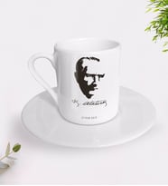 BK Gift Kişiye Özel Atatürk Temalı Türk Kahvesi Fincanı-23 (Beyaz)