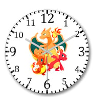 Game Charmander Evolutions Duvar Saati Bombeli Gercek Cam