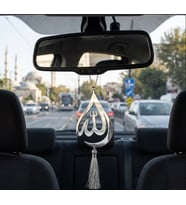 Pleksi Allah Yazılı Otomobil Dikiz Aynası Süsü (Gümüş)