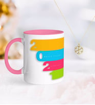 BK Gift Kişiye Özel 2024 Mutlu Yıllar Pembe Kupa ve Kar Tanesi Kolye-12 (Model 1)