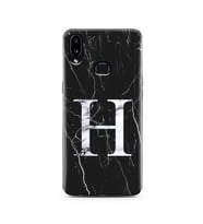 Samsung A10s Siyah Mermer Harf Tasarımlı Telefon Kılıfı H-Harfi 