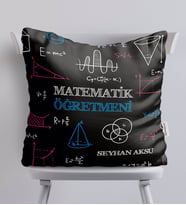 BK Gift Kişiye Özel Matematik Öğretmeni Beyaz Yastık-11