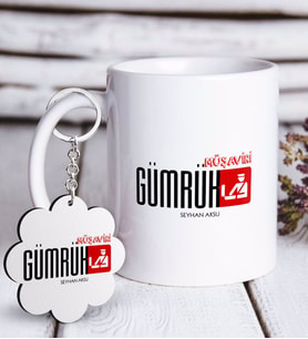 BK Gift Kişiye Özel Mesleki Gümrük Müşaviri Beyaz Kupa ve Anahtarlık Hediye Seti (Model 1)