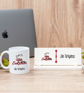 Tıbbi Sekreter Beyaz Kupa Bardak Ve Masa İsimliği Hediye Seti