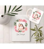 BK Gift Kişiye Özel İsimli Fotoğraflı Beyaz Defter ve Kupa Seti - 22