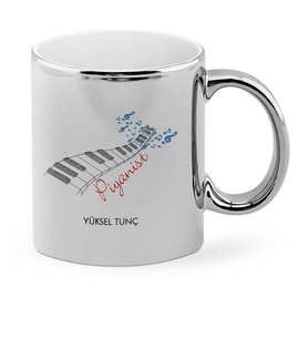 BK Gift Kişiye Özel Mesleki Piyanist Krom Kupa Bardak  1